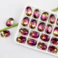 13x18mm Oval Crystal Rhinestones Gradient Pink Yellow DIY Jewelry Making Accessories - 13x18mm 10 Pcs Pack / Purple Embroidery (05)