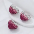 Gradient heart-shaped rhinestone beads, perfect for DIY jewelry making and accessories. - Rose Red & White