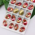 Oval rhinestone crystals flatback DIY jewelry accessories sparkling pink red gems for DIY crafts. - 13x18mm 10 Pcs Pack / 28