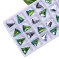 15mm weihnachtsbaum kristall glas anhänger für diy schmuck, nail art, armbänder, ohrringe. - 15 mm 12 Stk./Packung / 02 Gelbgrün