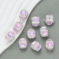 Variante de perles en vrac zircon strass perle carrées pour fabrication bijoux DIY. - 4 Pièces/Paquet (19mm) / Violet Carré