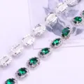 Oval green rhinestone chain, silver claw diamond chain trim for garment and shoe decoration - 04 Silver Base Peacock Green