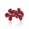 Red velvet rhinestone shoe clips crystal bow shoe charms for women footwear accessories. - Bright Red