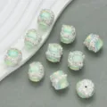 Perles en cristal strass carrees avec grande pierre verte pour fabrication de bijoux DIY - 4 Pièces/Paquet (19mm) / Carré Vert