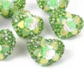 Abalorios de estrás de corazón verde con flor de arcilla blanda para accesorios DIY variante - 23mm / 02 Verde