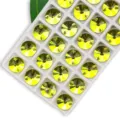 Yellow glass sew-on rhinestones round crystals with dual holes for DIY clothing crafts. - 18mm 20 Pieces/Pack / Lemon Yellow