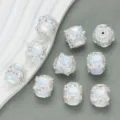 Perles artisanales carrées en strass colorés pour la création de bijoux DIY et accessoires - 4 Pièces/Paquet (19mm) / Rond Blanc