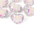 Abalorios strass corazon cuentas manualidades DIY con accesorios resina flor blanca - 23mm / Patrón 04 Blanco