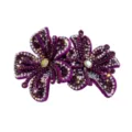 Purple rhinestone double flower shoe clips elegant crystal shoe charms diy accessories - 6 Violet