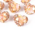 Heart-shaped clay flower rhinestone beads for DIY handmade jewelry accessories making. - 23mm / Champagne