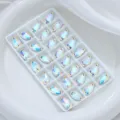 K9 Glass Flatback Sew-on Rhinestones Drop Shape AB Crystal Stones for DIY Garment Craft Accessories - 11x18mm 10pcs/pack / White AB