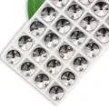 Silver grey round glass sew-on crystals, double hole buttons for apparel decoration. - 14mm 28 Pieces/Pack / Transparent Gray