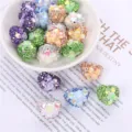 Colorful rhinestone heart beads with clay rose flowers for DIY handmade jewelry accessories - 23mm / Mixed Color