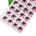 Round pink glass sew-on rhinestones double hole crystal buttons for clothing DIY crafting. - 14mm 28 Pieces/Pack / Medium Purple