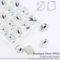Hochwertige K9 Kristall Näh Strasssteine glänzend silber weiß flache Rückseite DIY Zubehör - 8*10 mm / 48 Stück / Weiß