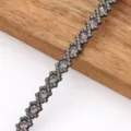 DIY glass rhinestone trim felt strip, sparkling crystal chain for clothing accessories and crafts. - Light Champagne Rhinestone Strip - Width 0.9cm