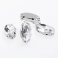 White marquise glass rhinestone with silver claw setting for DIY apparel accessories. - 5*10mm 20 pcs/pack / White