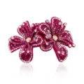 Sparkling rhinestone velvet bow shoe clips for women, elegant DIY decorative footwear accessories. - Rose Red