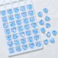 Blue heart crystal rhinestones for nail art DIY phone case decoration accessories. - 10mm, 45 Pcs/Pack / 03 Light Blue Mocha Opal