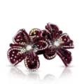 Burgundy rhinestone bow shoe clip, sparkling crystal velvet decorative accessory. - Crimson