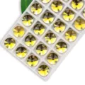 Mineral gold round sew-on glass crystal buttons with double holes for garments and crafts. - 14mm 28 Pieces/Pack / Golden