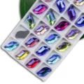 Strass en cristal coloré AB en forme de S à coudre dos plat accessoires de bricolage - 43 Couleurs mixtes AB