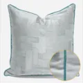Silver gray geometric throw pillow with blue piping for modern living room sofa and office chair. - AB Style With Piping / 40x60cm Large Waist Pillow With PP Cotton Insert / Silver Gray