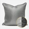 Fodera per cuscino divano chevron grigio argento, fodera moderna di lusso per casa. - 30x50cm (Piccola Federa per Cuscino Lombare Solo) / Modello AB a righe grigie con bordino