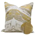 White and gold abstract pattern decorative throw pillow cover, modern luxury cushion case. - Yellow AB Style (No Piping)