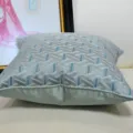 Funda de cojín decorativa geométrica gris moderna para sofá salón y hogar chic - 40x60cm (Cojín Lumbar Grande con Relleno de Algodón PP) / Verde Claro AB Ribete Patrón Aleatorio