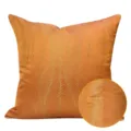 Housse de coussin jacquard orange avec motif de feuilles d'or, coussin carré moderne. - 30x50cm (Petit Oreiller Lombaire Housse Seulement) / Jacquard Orange Sans Passepoil