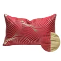 Red rectangular throw pillow cover with modern gold wave pattern, luxury sofa lumbar pillow - 40x60cm Large Waist Pillow with PP Cotton Filling / Red