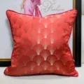 Federe per cuscini decorative quadrate con motivo a ventaglio rosso per divano soggiorno hotel - 30x50cm (Piccola Federa per Cuscino Lombare Solo) / Rosso reversibile con bordino