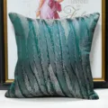 Cuscino decorativo moderno con motivo a piuma argento e verde per divano letto arredamento. - 40x60cm (Grande Cuscino Lombare con Imbottitura in Cotone PP) / Verde AB senza bordino