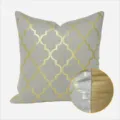 Grey luxury geometric throw pillow with gold stamping Moroccan quatrefoil pattern for sofa. - Grey Bronzing AB Style Without Piping
