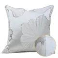 Federa per cuscino di lusso blu-viola foglia di ginkgo per divano letto soggiorno arredo - 40x60cm (Grande Cuscino Lombare con Imbottitura in Cotone PP) / Grigio Argento AB con Profilo