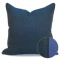 Blue grid square throw pillow cover, double-sided metallic woven cushion case for home decor. - 40x60cm Large Lumbar Pillow with PP Cotton Insert / Blue AB with Piping
