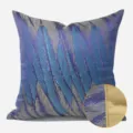 Cuscino decorativo moderno viola con motivo a piuma astratta per divano e salotto. - 40x60cm (Grande Cuscino Lombare con Imbottitura in Cotone PP) / Viola AB Stile Con Profilo