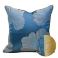 Federa per cuscino blu con motivo a foglie di ginkgo, elegante copricuscino decorativo divano. - 40x60cm (Grande Cuscino Lombare con Imbottitura in Cotone PP) / Blu Stile Profilo AB