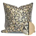 Moderner Schwarz Gold Geometrischer Kissenbezug Luxus Sofa Kissenhülle für Heimdekoration - 30x50 cm Lendenkissenbezug, nur Hülle / Schwarz-goldener AB-Stil mit Paspelierung