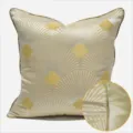 Funda de cojín geométrica beige moderna para sofá de sala dormitorio cabecera decoración del hogar - 40x60cm (Con Relleno de Algodón PP) / Oro Claro AB Con Ribete