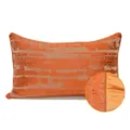 Fodera per cuscino arancione con motivo astratto e bordo lavorato per la decorazione. - Arancione (Cuscino Lombare con Profilo)