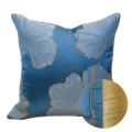 Fodera per cuscino blu con foglie di ginkgo, copricuscino divano elegante con dettaglio zoom. - 40x60cm (Grande Cuscino Lombare con Imbottitura in Cotone PP) / Blu Stile Senza Profilo AB