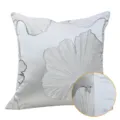 Federa per cuscino grigia argentata con motivo a foglie di ginkgo per divano letto e bella casa - 40x60cm (Grande Cuscino Lombare con Imbottitura in Cotone PP) / Grigio Argento AB senza Profilo