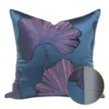Federa per Cuscino con Stampa Foglia di Ginkgo Blu Fodera Cuscino Quadrata Decorazione - 40x60cm (Grande Cuscino Lombare con Imbottitura in Cotone PP) / Blu Viola AB senza Bordatura