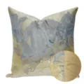 Housse de coussin de style chinois avec motif de paysage abstrait et broderie or. - Kaki AB sans passepoil