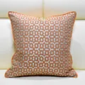 Cojin geometrico naranja y blanco para decoracion de sofa de sala moderna y cabecera. - Puntos enlazados naranja estilo AB con ribete
