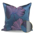 Federa per cuscino foglia di ginkgo blu viola lusso copricuscino divano decorazione - 40x60cm (Grande Cuscino Lombare con Imbottitura in Cotone PP) / Blu Viola AB con Bordatura