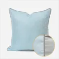 Fodera per cuscino blu di lusso con motivo geometrico a triangolo e bordo grigio. - 40x60cm (Grande Cuscino Lombare con Imbottitura in Cotone PP) / Blu Cielo AB Con Profilo
