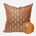 Federa per cuscino di lusso con motivo a ventaglio, elegante copricuscino oro e arancione. - 40x60cm (Grande Cuscino Lombare con Imbottitura in Cotone PP) / Stile AB Arancione (Senza Bordo)